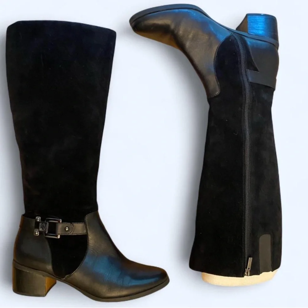 Anne Klein Black Heeled Boots - Picture 1 of 2
